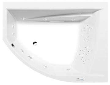 POLYSAN Asimetrična masažna kada TANDEM R Highline Hydro 170x130x50cm krom akrilat