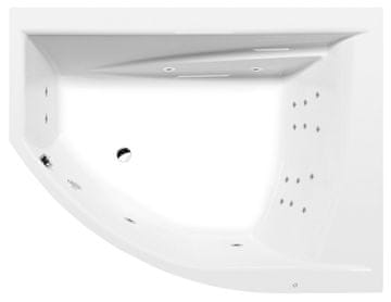 POLYSAN Asimetrična hidromasažna kada 170x130 cm s Attract Hydro sustavom, kromirana