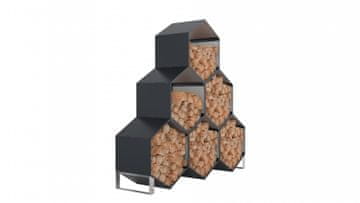 IWHOME Metalni Sklonište za Drva EOS Antracit s Držačima, 92x60x80 cm