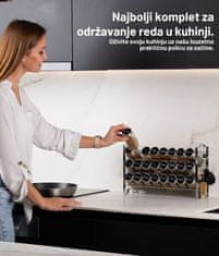Deco Haus Stalak za začine sa staklenkama – 3-razinska metalna polica – kuhinjski organizator, stalak za začine s 24 staklenke, 48 etiketa, kist, lijevak, kukice – može se koristiti postavljeno ili obješeno