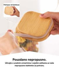 Deco Haus Višekratne staklenke za pohranu s bambusovim poklopcem – set od 6 komada – za pohranu, kao staklenke za kekse, dekoraciju itd. – 2x visine 20 cm / 2x 16 cm / 2x 11 cm, širine 10 cm