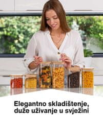 Deco Haus Višekratne staklenke za pohranu s bambusovim poklopcem – set od 6 komada – za pohranu, kao staklenke za kekse, dekoraciju itd. – 2x visine 20 cm / 2x 16 cm / 2x 11 cm, širine 10 cm