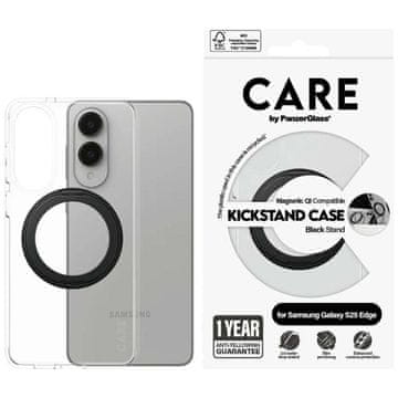 slomart Etui CARE by PanzerGlass s crnim stalkom i QI za Samsung Galaxy S25 Edge - prozirno