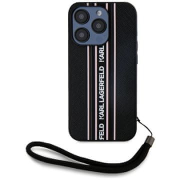 slomart Etui Karl Lagerfeld Saffiano Athleisure Stripes Cord za iPhone 15 Pro - roza