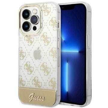 slomart Guess GUHCP14LHG4MHG iPhone 14 Pro 6,1" zlatna tvrda maska 4G Pattern Script