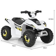 Northix Mini električni dječji quad 6V 2,8–4,6 km/h 73 x 40 x 44,5 cm bijeli