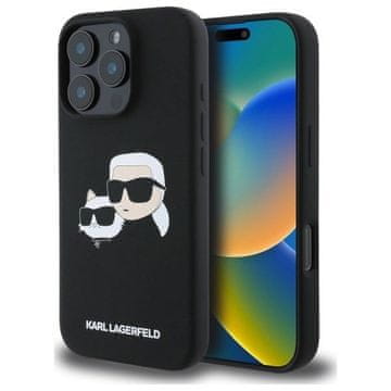 slomart Etui Karl Lagerfeld Silikonski nauble Heads Print MagSafe za iPhone 16 Pro Max - crno