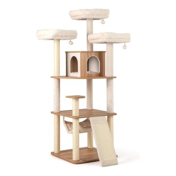 Northix Drveno mačje drvo 168 cm s mrežom i sisalom