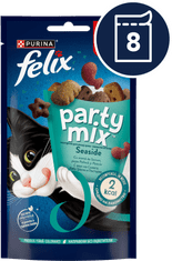 Felix Party Mix poslastice za mačke s okusom lososa, bakalara i pastrve, 8x60g