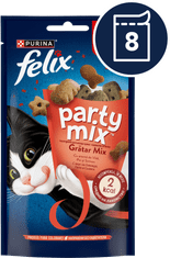Felix Party Mix poslastice za mačke s okusom govedine, piletine i lososa, 8x60g