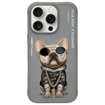 slomart Etui Nimmy Glasses Cool Dog za iPhone 16 Pro - sivi