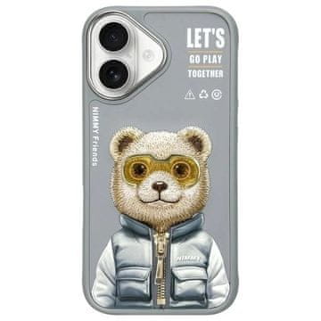 slomart Etui Nimmy Cool&Cute 2.0 Bear za iPhone 16 - sivo