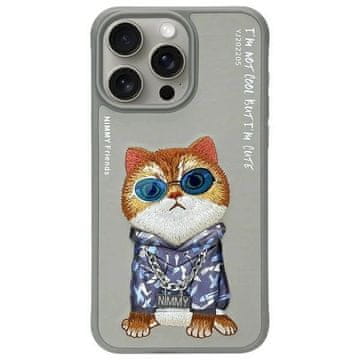 slomart Etui Nimmy Glasses Cool Cat za iPhone 15 Pro - sivi