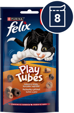 Felix Play Tubes poslastice za mačke s okusom piletine i jetre, 8 x 50 g
