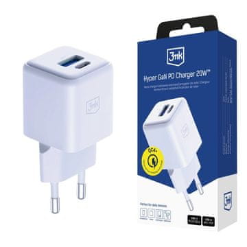 slomart 3mk Hyper GaN punjač 20W QC4+ PD PPS USB-C USB-A - bijeli