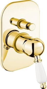 SAPHO KIRKÉ WHITE podžbukna tuš miješalica, zlato, bijela ručka, 2 izlaza