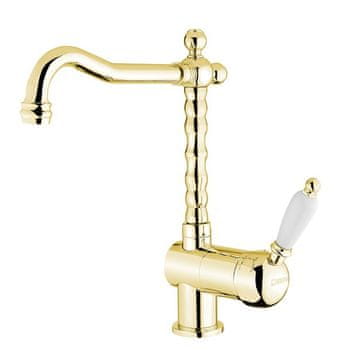 SAPHO KIRKÉ WHITE retro slavina, bijela ručka, zlatna, stojna instalacija