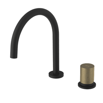 SAPHO ULTRATAP dvosloženska stojeća miješalica za umivaonik, crna mat/zlatna mat