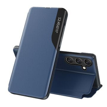 slomart Etui Eco Leather View Case elegantna torbica s preklopom i stalkom za Samsung Galaxy S25 Edge - plava