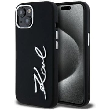 slomart Etui Karl Lagerfeld Silicone Metal Script Logo za iPhone 15 - crno