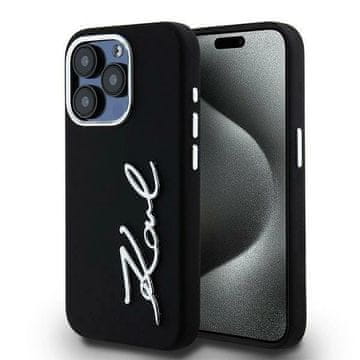 slomart Etui Karl Lagerfeld Silicone Metal Script Logo za iPhone 15 Pro Max - crno