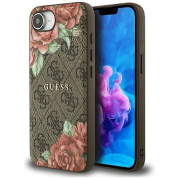 slomart Etui Guess 4G Flowers Print MagSafe za iPhone 16e - smeđi