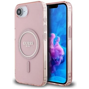 slomart Etui Guess IML Glitter Circle MagSafe za iPhone 16 - roza