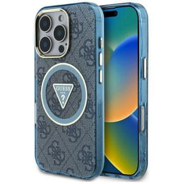 slomart Etui Guess IML Metal Glitter 4G Circle Triangle MagSafe za iPhone 16 Pro - modro