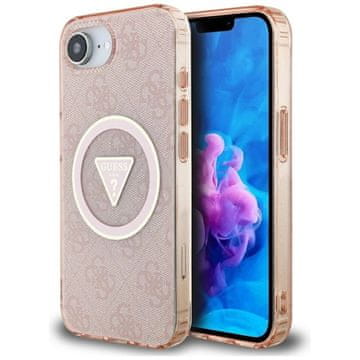 slomart Etui Guess IML Metal Glitter 4G Circle Triangle MagSafe za iPhone 16 - roza