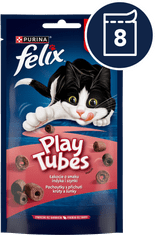 Felix PlayTubes poslastice za mačke s okusom puretine i šunke, 8x50g