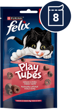 Felix PlayTubes poslastice za mačke s okusom puretine i šunke, 8x50g