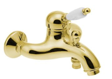 SAPHO KIRKÉ WHITE Zidna Miješalica za Kadu, Bijela Ručica, Zlatna, Retro Stil