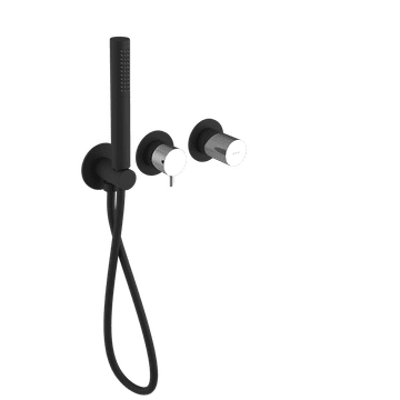 SAPHO ULTRATAP ugradbena crna mat/chrom tuš/slavina s dvije izlaza i ručnom tušem