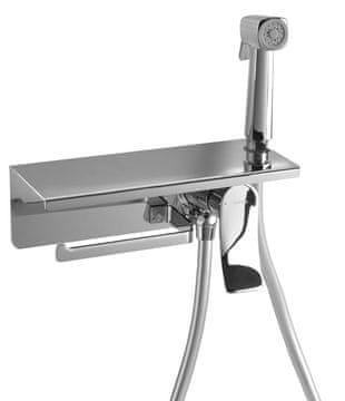 SAPHO Kromirana podužna zidna bide slavina s držačem papira i Stop tušem