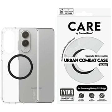 slomart Etui CARE by PanzerGlass Flagship Urban Combat Black QI za Samsung Galaxy S25 Edge - prozirno