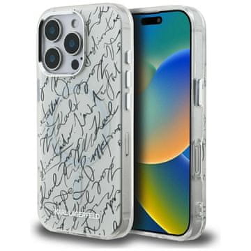 slomart Etui Karl Lagerfeld IML Karl Script Pattern MagSafe za iPhone 16 Pro - bijelo