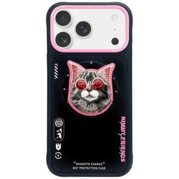 slomart Etui Nimmy Glasses Cool Cat MagSafe za iPhone 17 Pro - crno-rozi