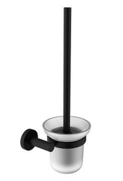 SAPHO Sapho X-ROUND Crna Mat WC Četka - Stakleni Držač, Montaža Zid, 148x384x121mm