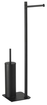 Gedy Samostojeći crni držač toaletnog papira s WC četkom, mat završna obrada
