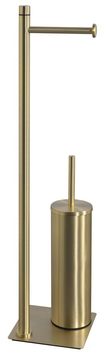 Gedy TRILLY samostojeći držač toaletnog papira i WC četke, mat zlatni kvadratni dizajn