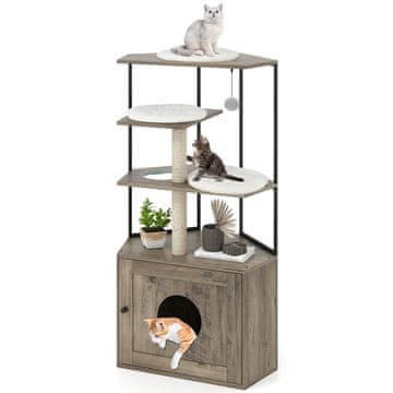 Northix Mačje drvo 138 cm s ormarićem za pijesak