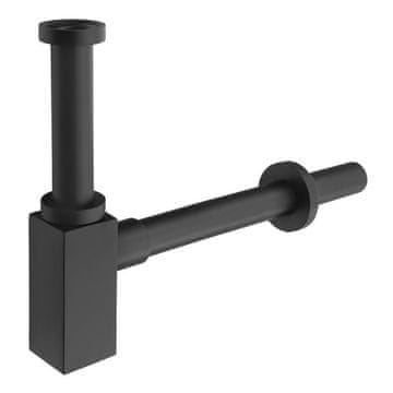 SAPHO Crni Mat Umyvadlový Sifon Kvadratnog Oblika, 5/4", Otpada 32mm, SAPHO