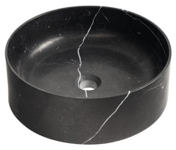 SAPHO Kameni Umyvalnik BLOK za Stol, Ø 40cm, Mat Crni Marquin