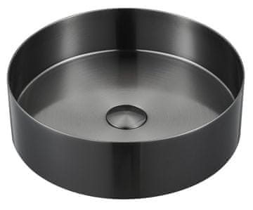 SAPHO AURUM inox umivaonik za ploču, Ø38cm, ventil uključen, tamni metalni završetak