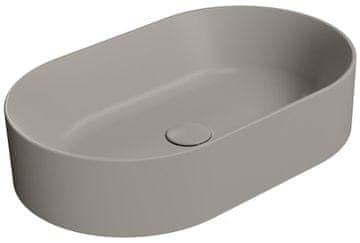 Gsi KUBE X Tortora Mat Keramički Ovalni Umyvadlo na Stol, 60x37 cm