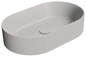 Gsi GSI KUBE X Keramički Ovalni Umivaonik, 60x37cm, Stolna Instalacija, Siva Mat