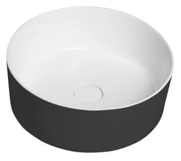 SAPHO Umivaonik THIN Rockstone okrugli 38 cm, mat bijela/antracit, za postavljanje na ploču