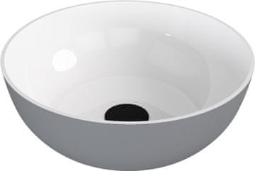 POLYSAN BANERA OKRUGLI umivaonik, lijevani mramor, 39cm, bijelo/sivo mat
