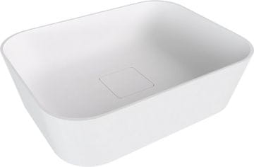 POLYSAN Pravokutni Stolni Umivaonik BANERA SQUARE, Lijevani Mramor, Mat Bijela, 50x36 cm