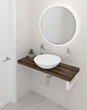 SAPHO AVICE Tamna Hrastna Ploča za Ugradbeni Umivaonik, Zidna Montaža, 230x36 cm